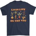 Vegan Living Life on the Veg Vegetarian Mens T-Shirt 100% Cotton Navy Blue