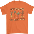 Vegan Living Life on the Veg Vegetarian Mens T-Shirt 100% Cotton Orange