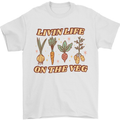 Vegan Living Life on the Veg Vegetarian Mens T-Shirt 100% Cotton White
