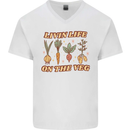Vegan Living Life on the Veg Vegetarian Mens V-Neck Cotton T-Shirt White