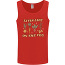 Vegan Living Life on the Veg Vegetarian Mens Vest Tank Top Red