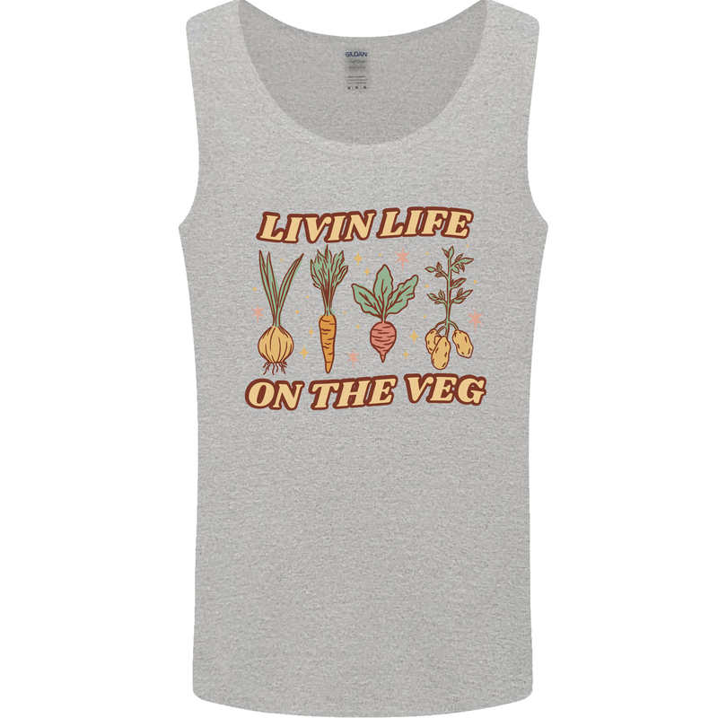 Vegan Living Life on the Veg Vegetarian Mens Vest Tank Top Sports Grey
