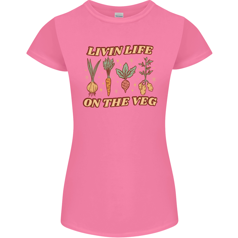 Vegan Living Life on the Veg Vegetarian Womens Petite Cut T-Shirt Azalea