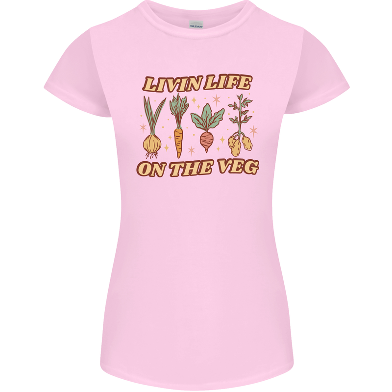 Vegan Living Life on the Veg Vegetarian Womens Petite Cut T-Shirt Light Pink