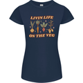 Vegan Living Life on the Veg Vegetarian Womens Petite Cut T-Shirt Navy Blue