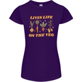 Vegan Living Life on the Veg Vegetarian Womens Petite Cut T-Shirt Purple