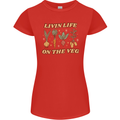 Vegan Living Life on the Veg Vegetarian Womens Petite Cut T-Shirt Red