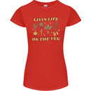 Vegan Living Life on the Veg Vegetarian Womens Petite Cut T-Shirt Red