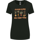 Vegan Living Life on the Veg Vegetarian Womens Wider Cut T-Shirt Black