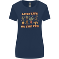 Vegan Living Life on the Veg Vegetarian Womens Wider Cut T-Shirt Navy Blue
