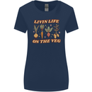 Vegan Living Life on the Veg Vegetarian Womens Wider Cut T-Shirt Navy Blue