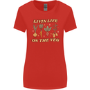 Vegan Living Life on the Veg Vegetarian Womens Wider Cut T-Shirt Red