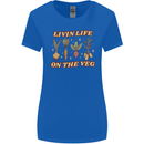 Vegan Living Life on the Veg Vegetarian Womens Wider Cut T-Shirt Royal Blue