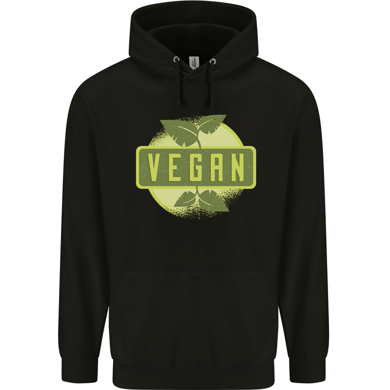 Vegan Mens 80% Cotton Hoodie Black
