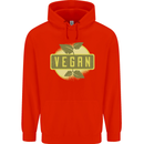 Vegan Mens 80% Cotton Hoodie Bright Red