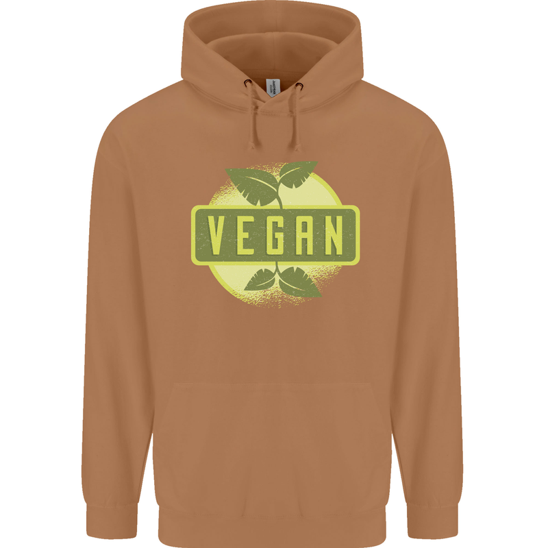 Vegan Mens 80% Cotton Hoodie Caramel Latte