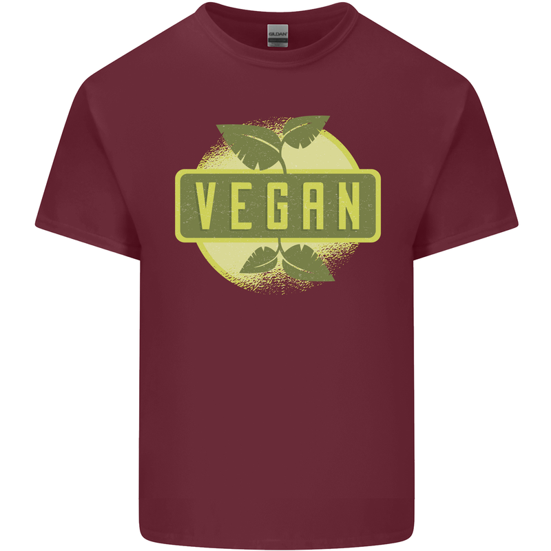 Vegan Mens Cotton T-Shirt Tee Top Maroon