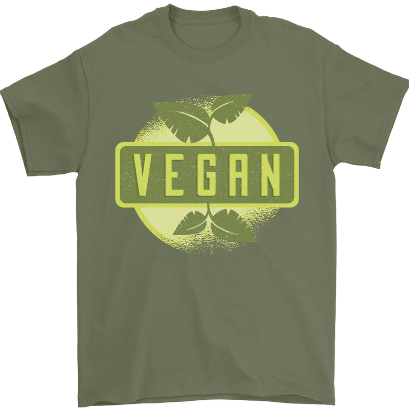 Vegan Mens T-Shirt 100% Cotton Military Green