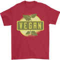 Vegan Mens T-Shirt 100% Cotton Red
