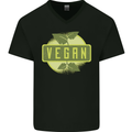 Vegan Mens V-Neck Cotton T-Shirt Black