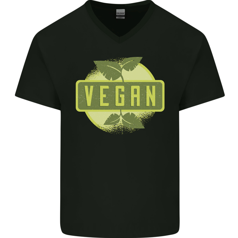 Vegan Mens V-Neck Cotton T-Shirt Black