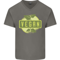 Vegan Mens V-Neck Cotton T-Shirt Charcoal