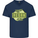 Vegan Mens V-Neck Cotton T-Shirt Navy Blue