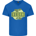 Vegan Mens V-Neck Cotton T-Shirt Royal Blue