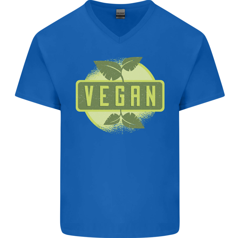 Vegan Mens V-Neck Cotton T-Shirt Royal Blue