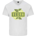 Vegan Mens V-Neck Cotton T-Shirt White