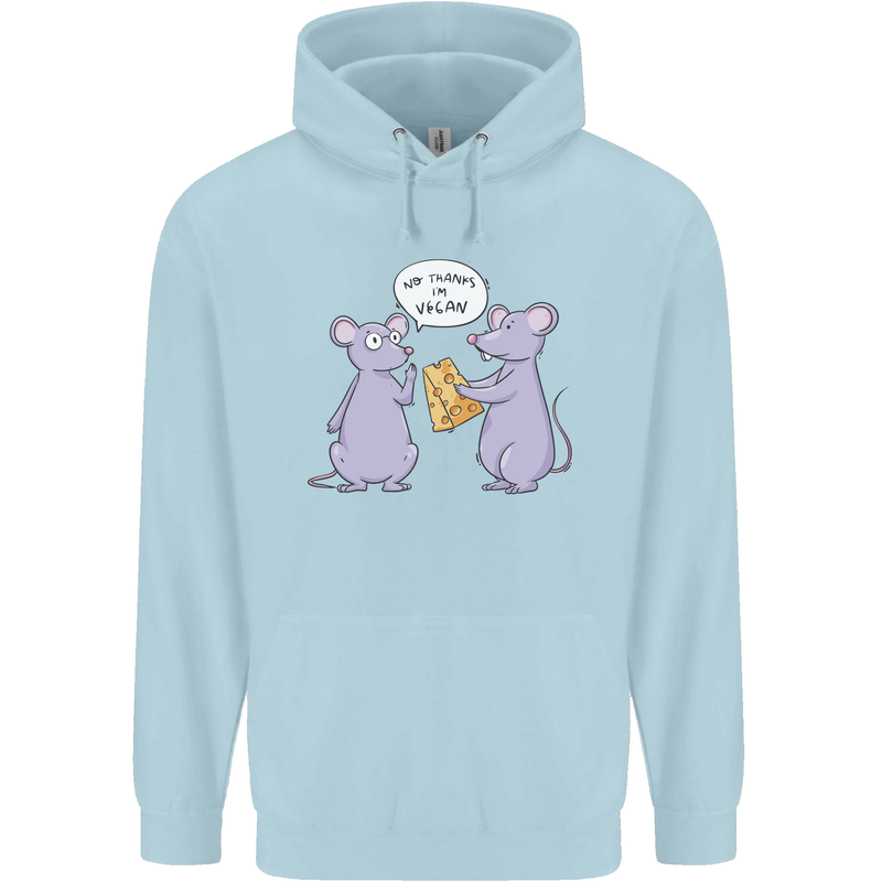 Vegan Mouse Funny Cheese Childrens Kids Hoodie Light Blue