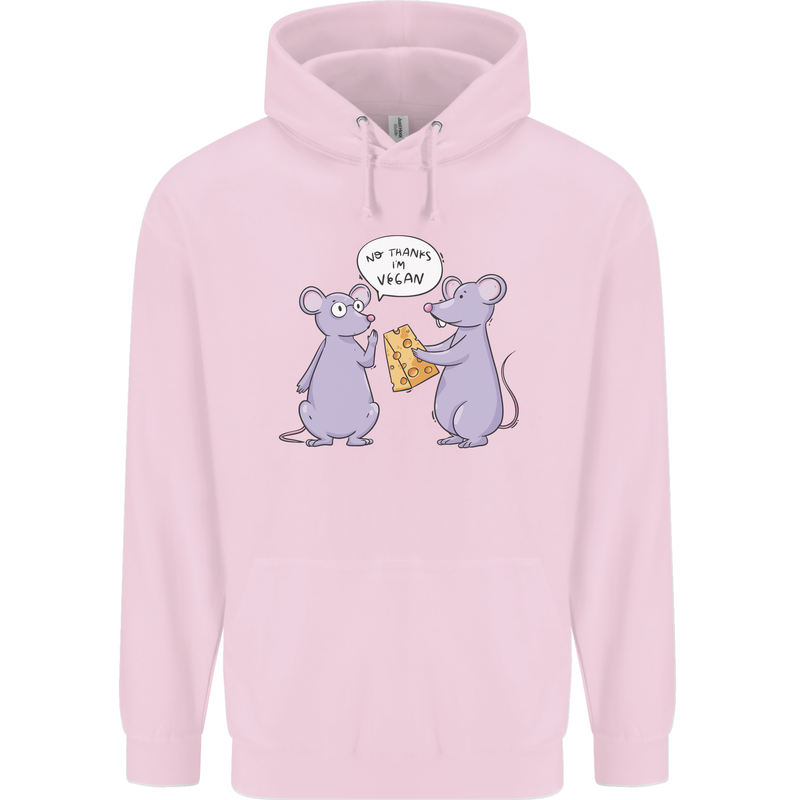 Vegan Mouse Funny Cheese Childrens Kids Hoodie Light Pink