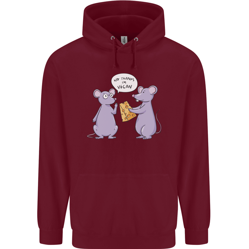 Vegan Mouse Funny Cheese Childrens Kids Hoodie Maroon