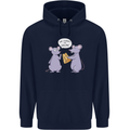 Vegan Mouse Funny Cheese Childrens Kids Hoodie Navy Blue