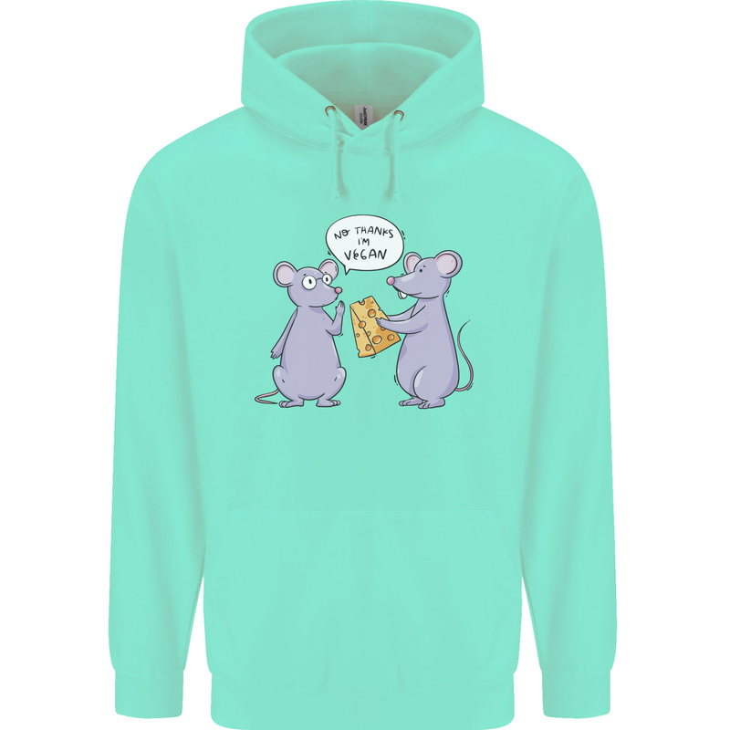 Vegan Mouse Funny Cheese Childrens Kids Hoodie Peppermint