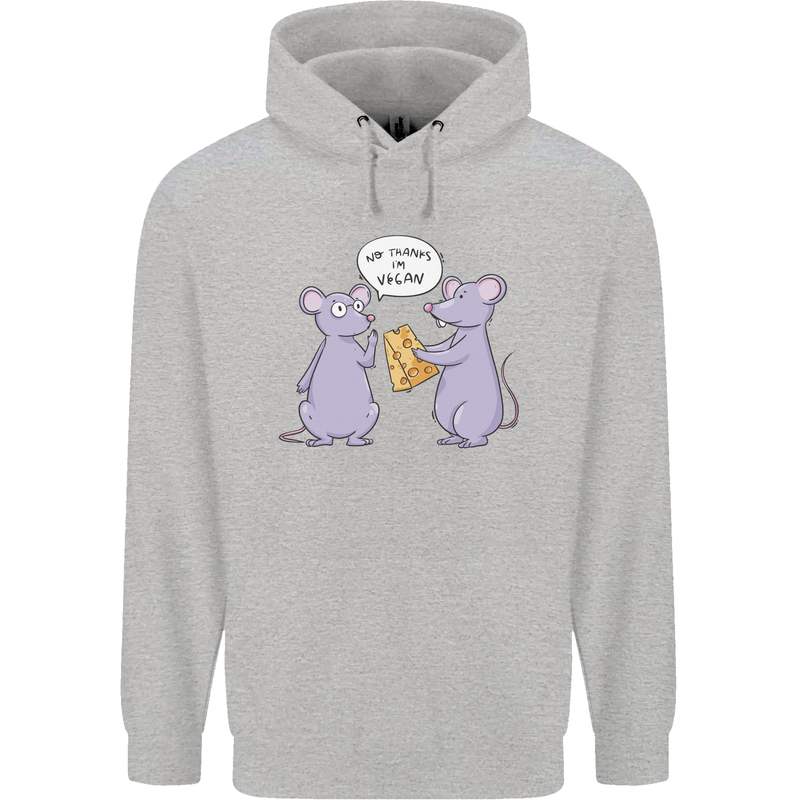 Vegan Mouse Funny Cheese Childrens Kids Hoodie Sports Grey