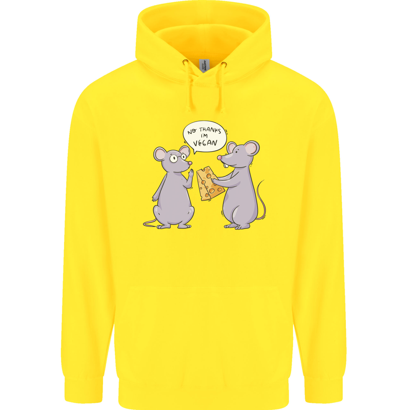 Vegan Mouse Funny Cheese Childrens Kids Hoodie Yellow