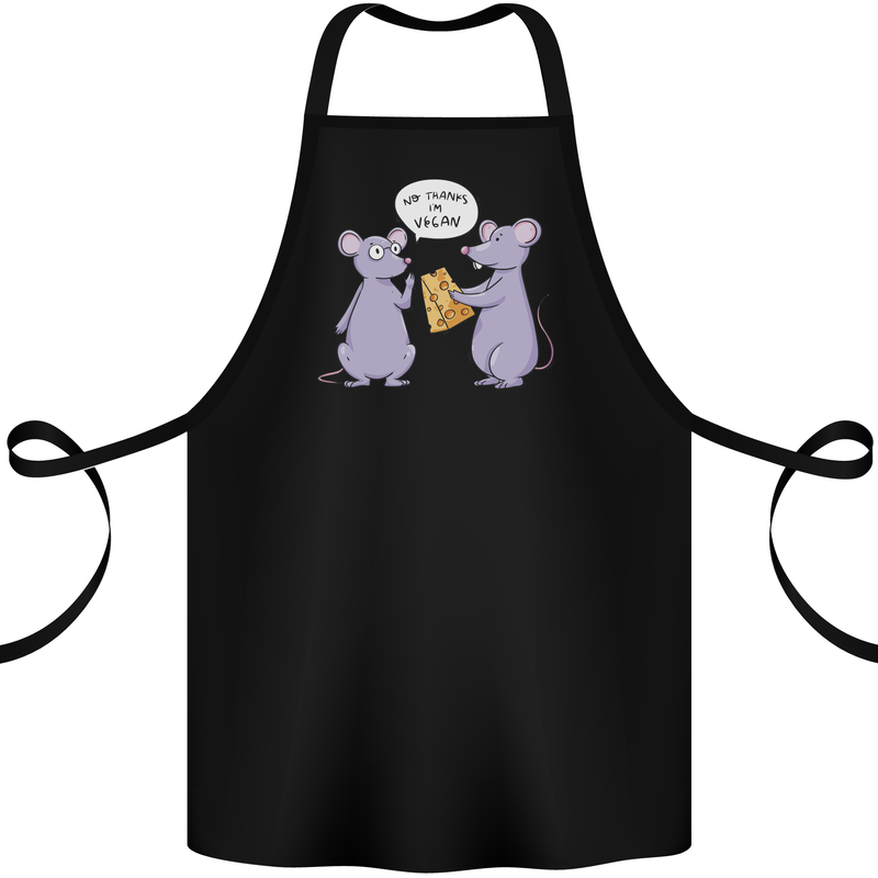 Vegan Mouse Funny Cheese Cotton Apron 100% Organic Black