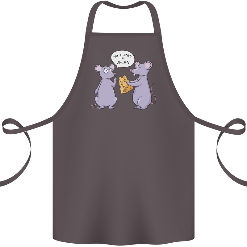 Vegan Mouse Funny Cheese Cotton Apron 100% Organic Dark Grey