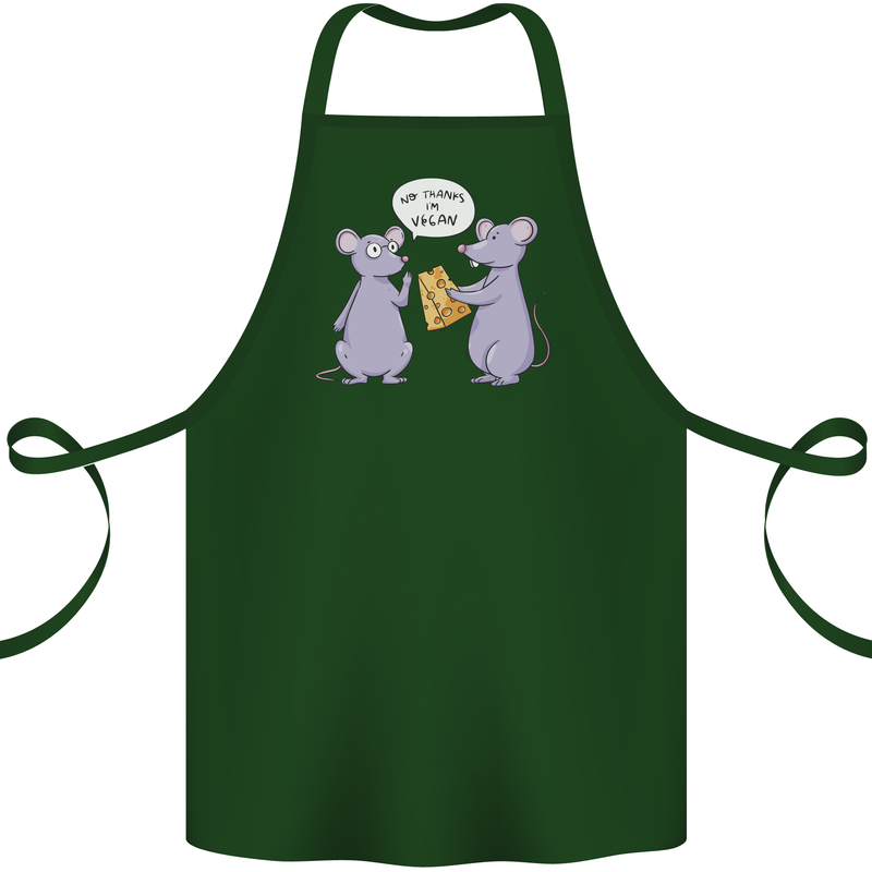 Vegan Mouse Funny Cheese Cotton Apron 100% Organic Forest Green