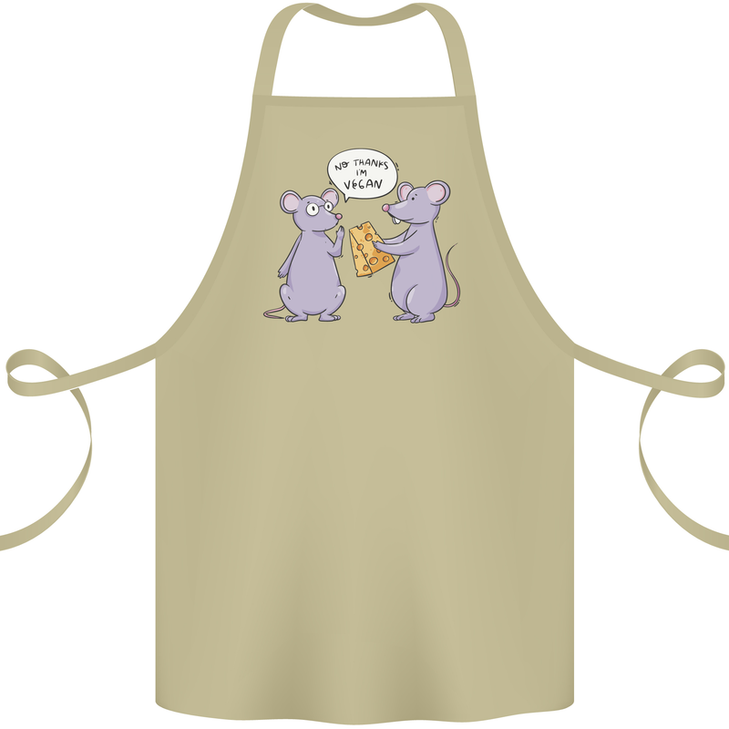 Vegan Mouse Funny Cheese Cotton Apron 100% Organic Khaki