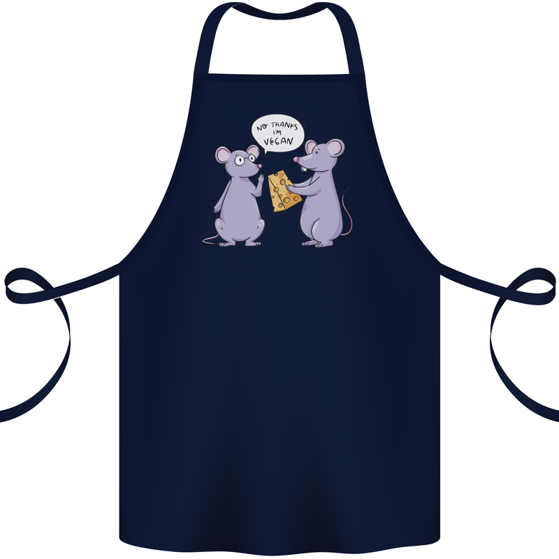 Vegan Mouse Funny Cheese Cotton Apron 100% Organic Navy Blue