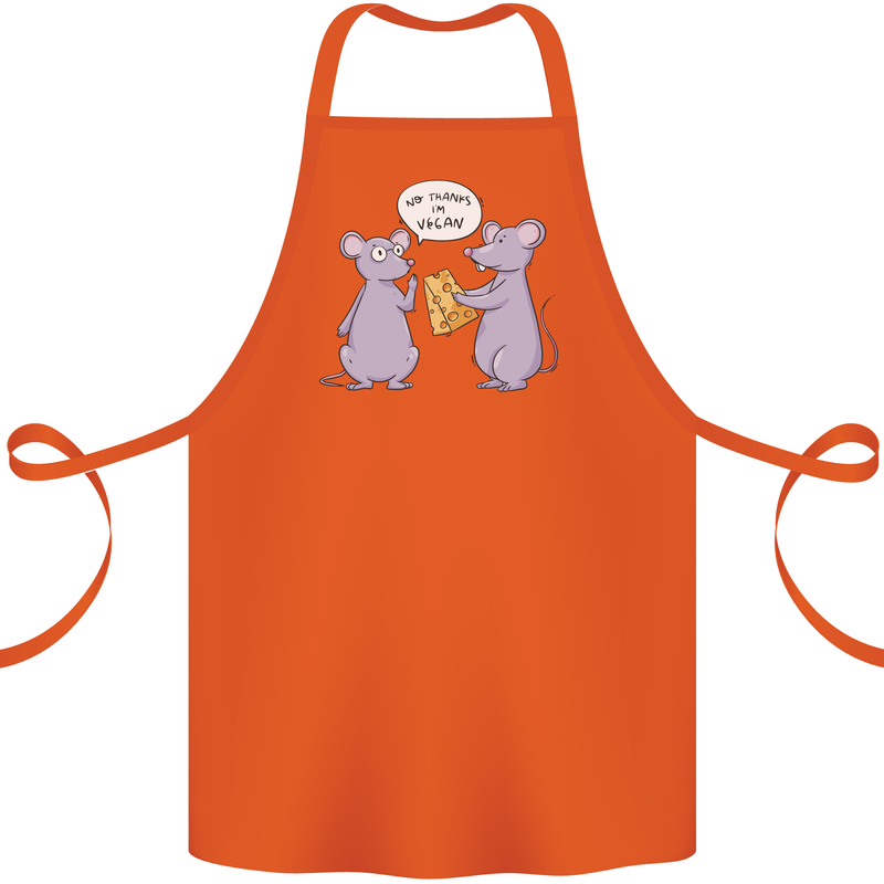 Vegan Mouse Funny Cheese Cotton Apron 100% Organic Orange