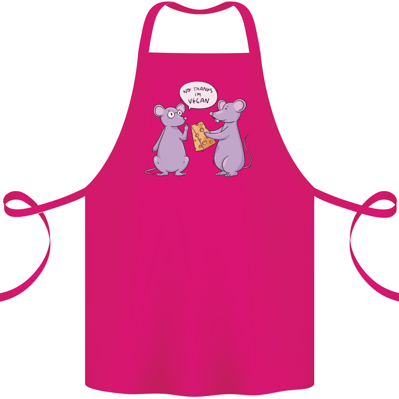 Vegan Mouse Funny Cheese Cotton Apron 100% Organic Pink