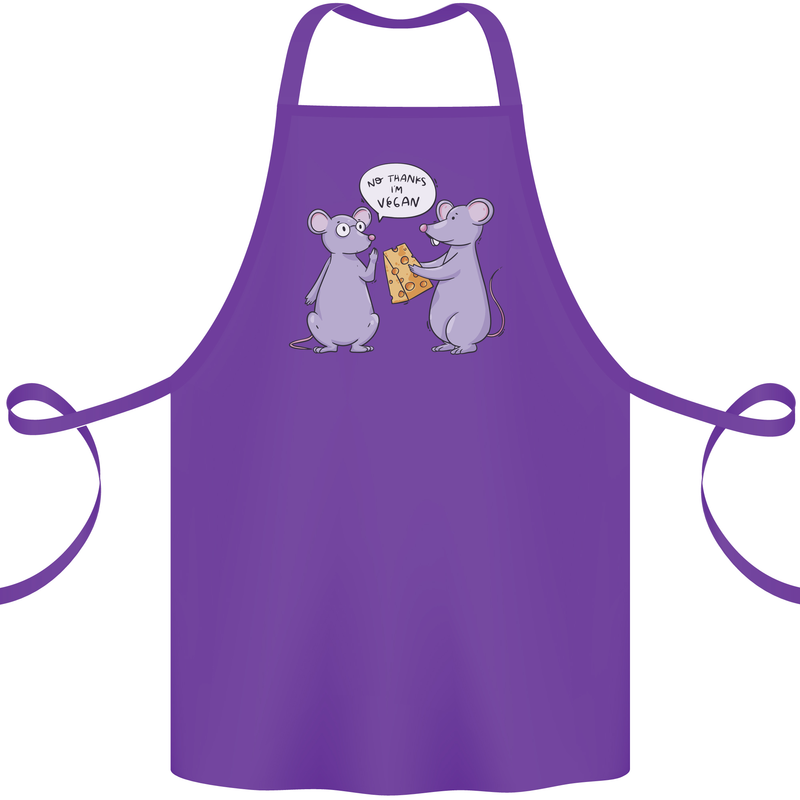 Vegan Mouse Funny Cheese Cotton Apron 100% Organic Purple