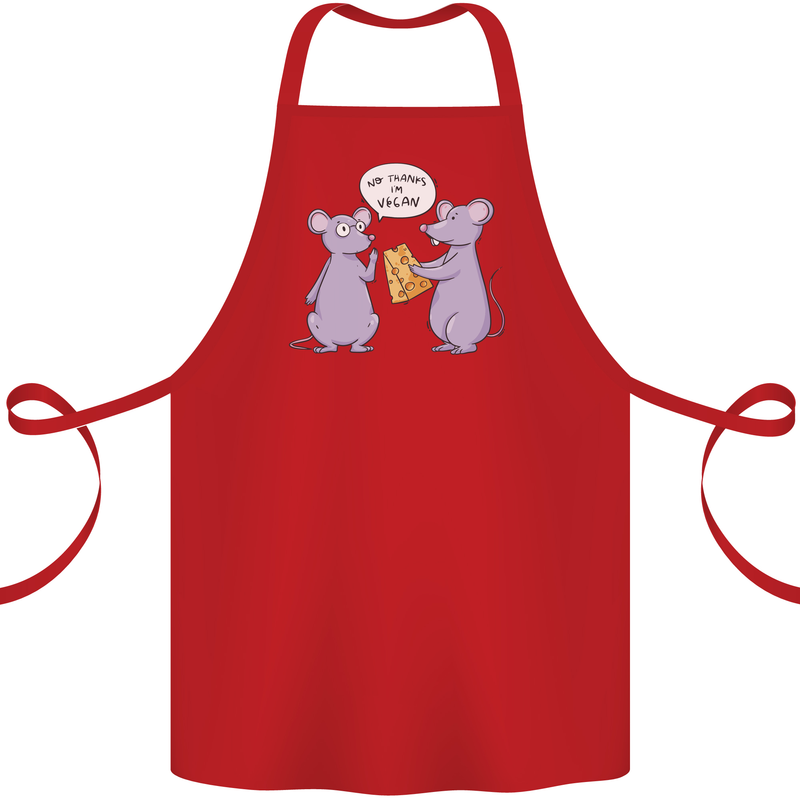 Vegan Mouse Funny Cheese Cotton Apron 100% Organic Red