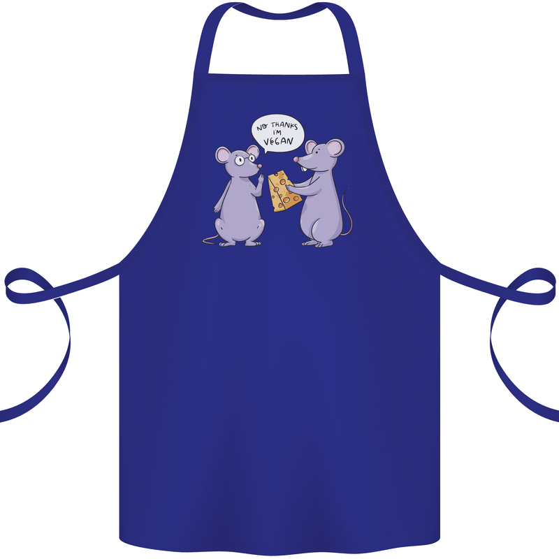 Vegan Mouse Funny Cheese Cotton Apron 100% Organic Royal Blue