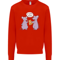 Vegan Mouse Funny Cheese Kids Sweatshirt Jumper Bright Red