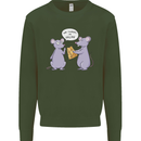 Vegan Mouse Funny Cheese Kids Sweatshirt Jumper Forest Green