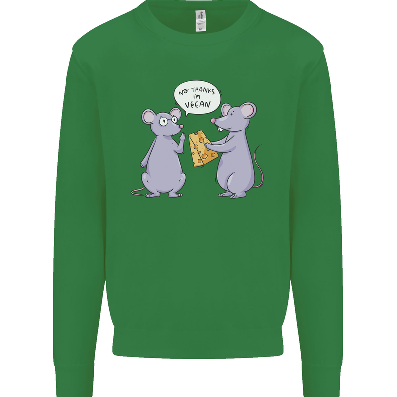 Vegan Mouse Funny Cheese Kids Sweatshirt Jumper Irish Green